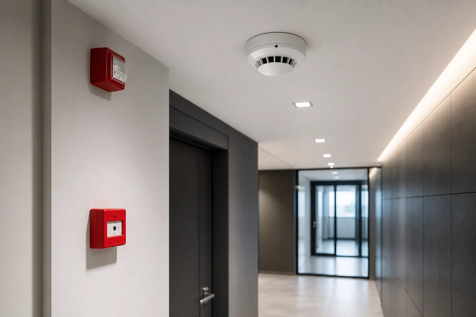 Commercial smoke detector and fire alarm equipment installation